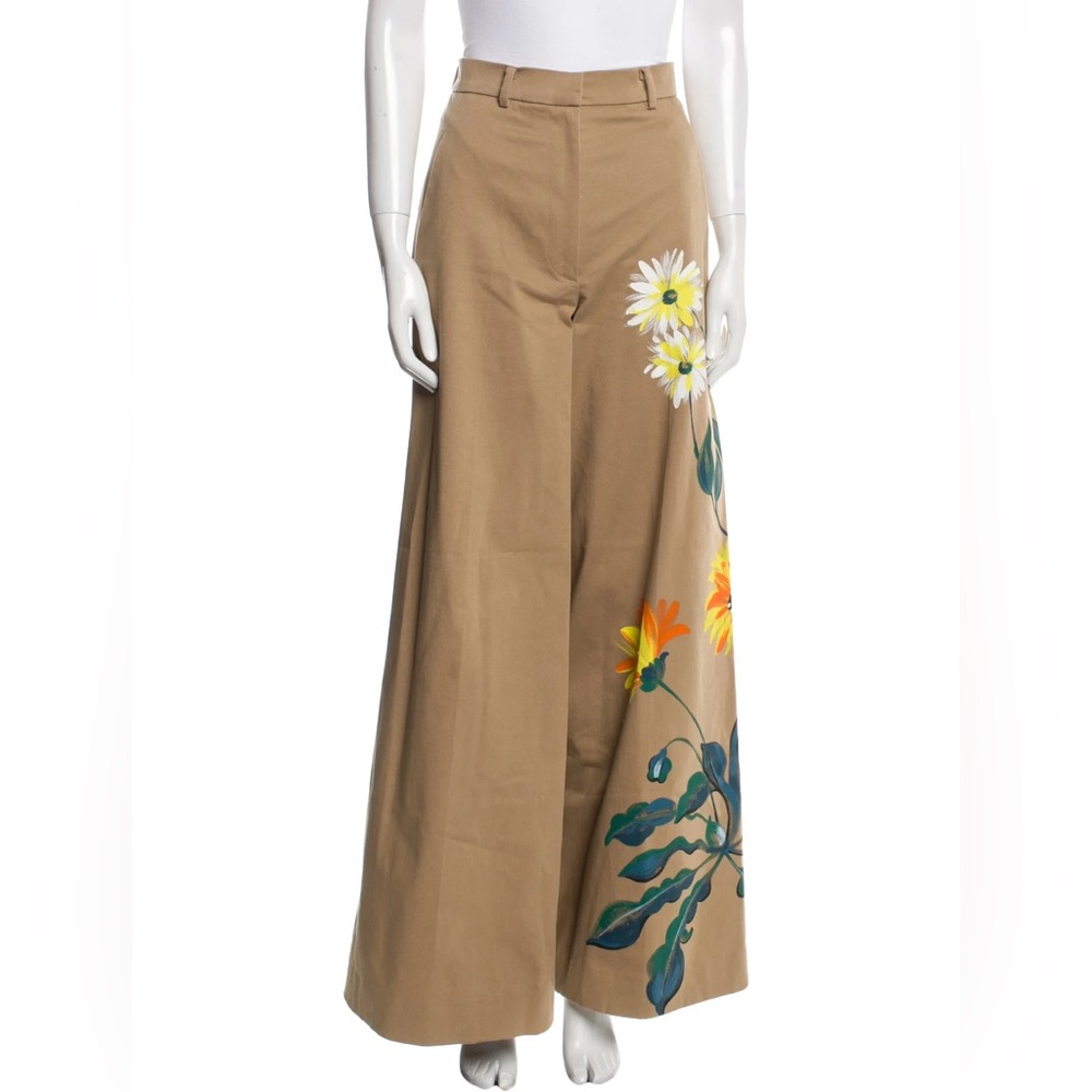 Micas Floral Wide-Leg Tan Pants size XS zz3-21